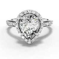 1ct Pear Classic Halo Accented Ring