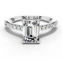 1ct Emerald Cathedral Accent Solitaire Ring