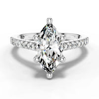 1ct Marquise 6 Prong Pavé Solitaire Ring