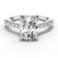 1ct Oval Cathedral Accent Solitaire Ring