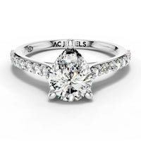 1ct Pear Cathedral Accent Solitaire Ring
