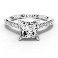 1ct Princess Cathedral Accent Solitaire Ring
