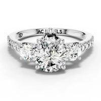1ct Pear and Round Pavè Trilogy Ring