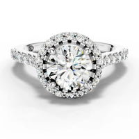 1ct Round Shimmer Halo Accented Ring