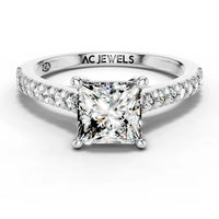 1ct Princess Classic Pavé Solitaire Ring