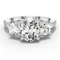 1ct Oval and Round Pavè Trilogy Ring