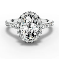 1ct Oval Pavé Halo Accented Ring