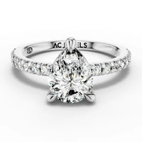 1ct Pear Pavé Solitaire Ring